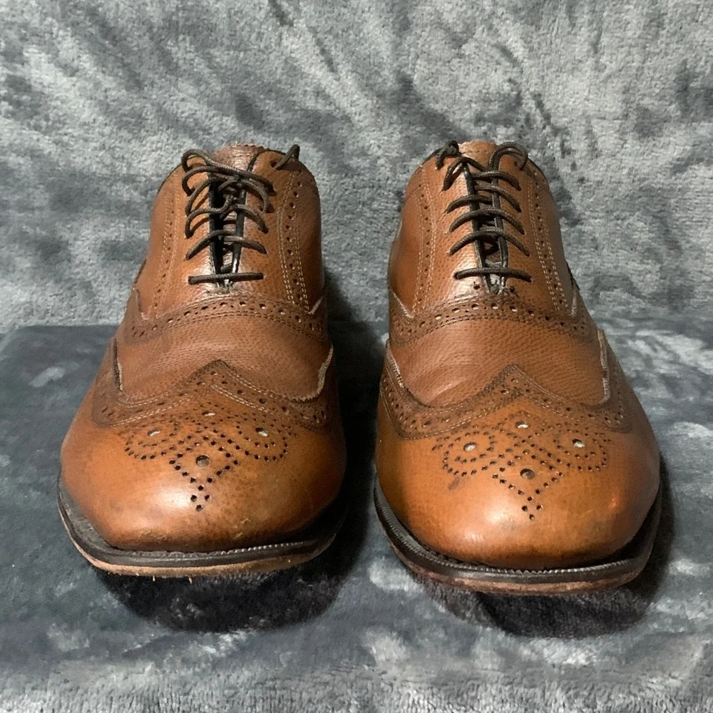 Florsheim Lexington Oxford Mens 12 Wingtip Cognac Brown Pebbled Leather 17066